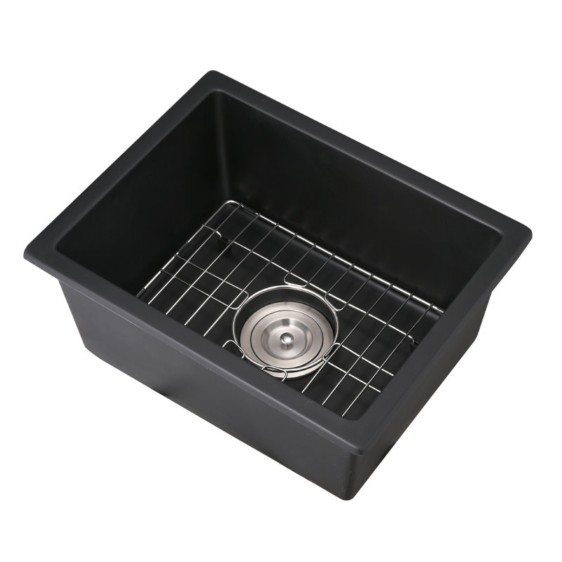Évier de bar en quartz avec crépine L 13,77 po x l 17,71 po Quartz