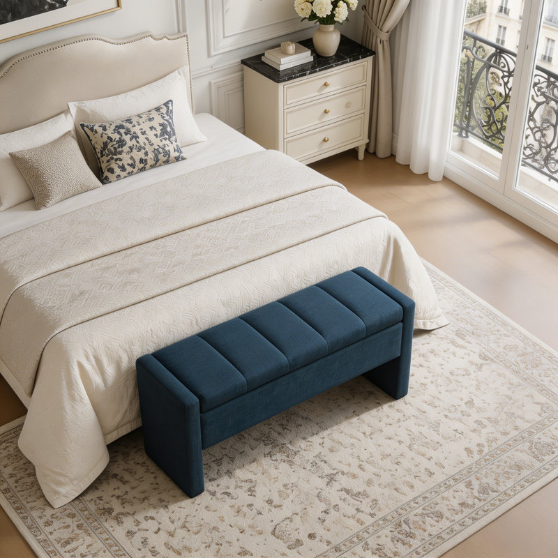 Banc de lit moderne avec rangement, Marine