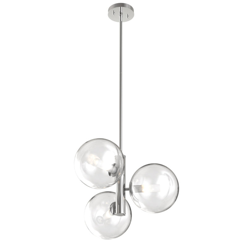 Lustre unique/à niveaux à niveaux 3 lumières Sumner, Transparent, Chrome