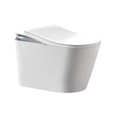 Smart Toilet With Foot Sensor Opening Lid And Seat, Button Control, Automatic Flushing, White Screen
