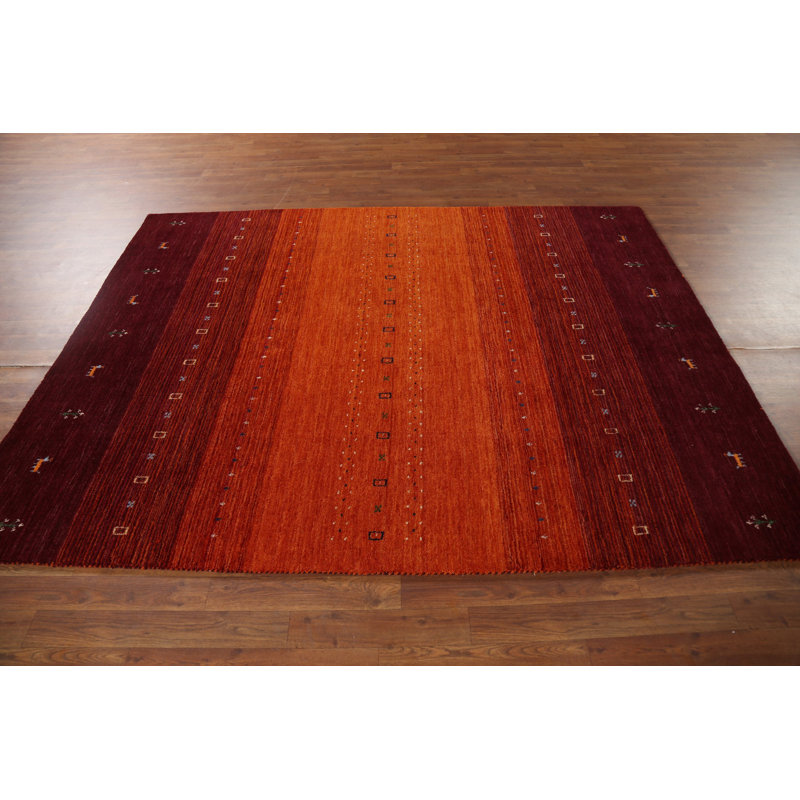 Handmade Orange Gabbeh Oriental Area Rug 6x7