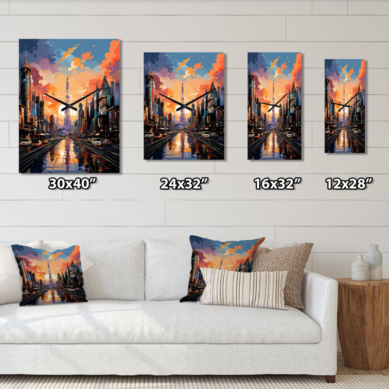 Horloge murale City City Popart I - Cityscapes, H 40 po x l 30 po x P 1 po