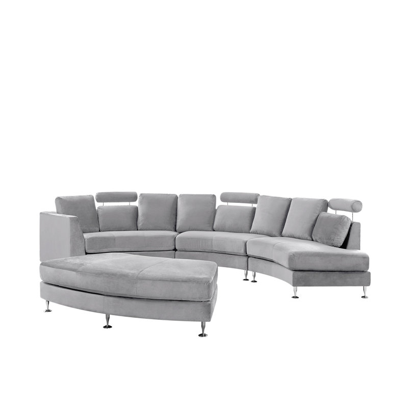 Balsamo 8 Seater Velvet Large Corner Sofa , Grey