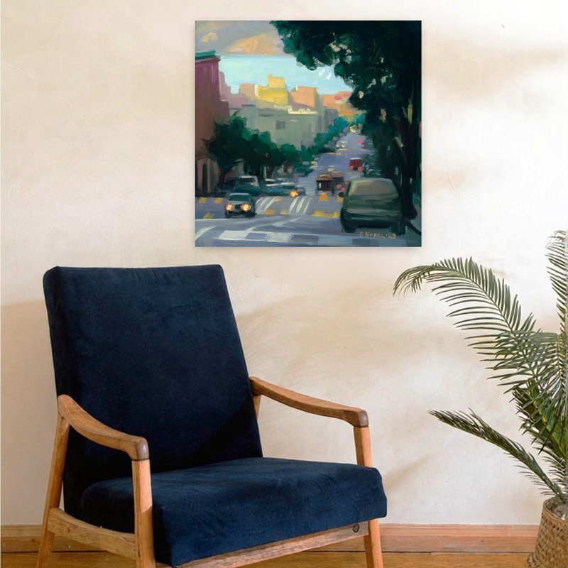 Art contemporain urbain surplombant la baie, H 24 po x l 24 po