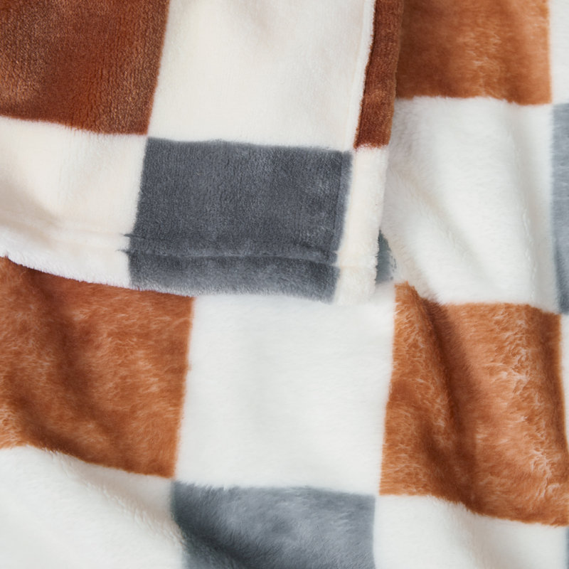 Jessica Simpson Emery Checkerboard Blankets, Brown/Gray/White
