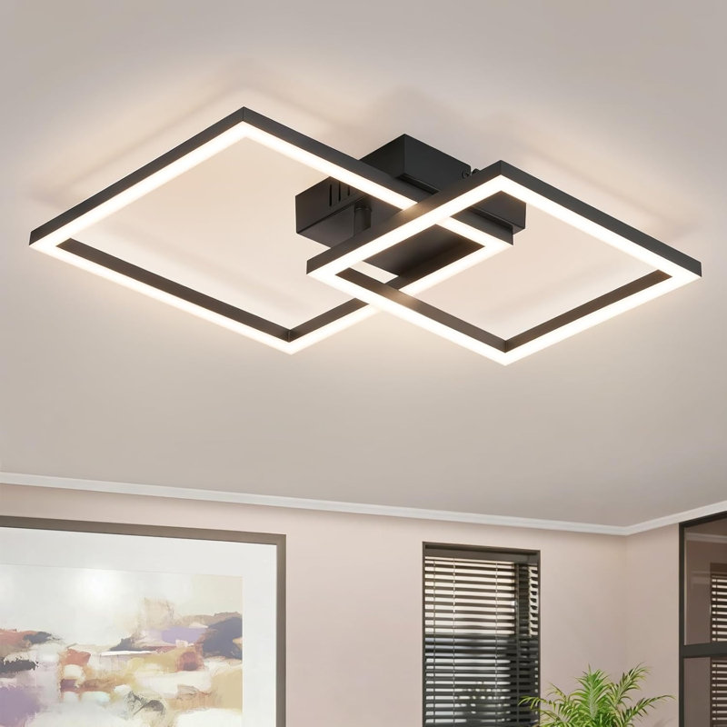 LED Semi Flush Mount, Black, 4000 Kelvins, 6.7cm H x 34.5cm W x 34.5cm D