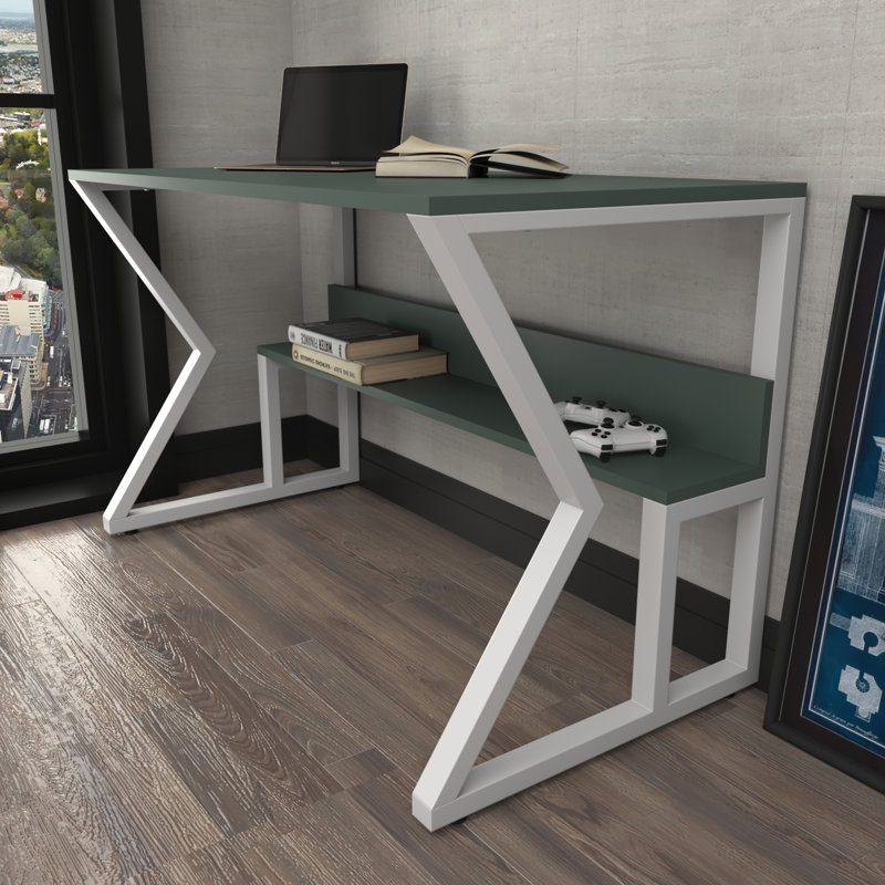 Waka 120Cm W Computer Desk, White, Green