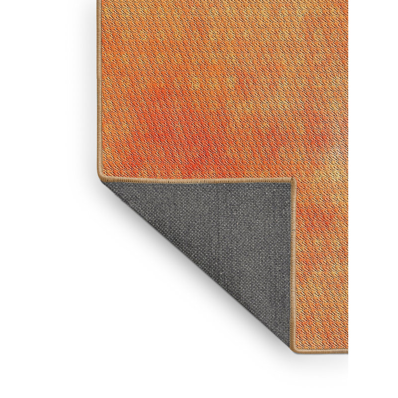 Tapis orange tissé à la machine, Rectangle 4 pi x 6 pi