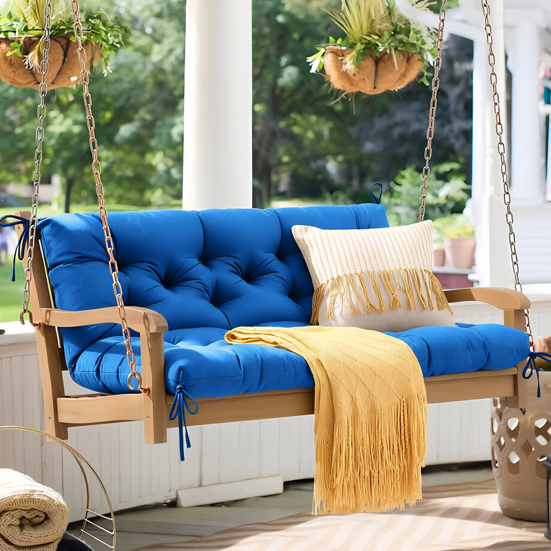 Swing Cushion Replacement For 2-3 Seater Outdoor Bench,60" Patio Porch Swing Seat Cushion - Heavy-Duty Universal Fit Outdoor Furniture Cushions, Weather-Resistant，Navy Blue