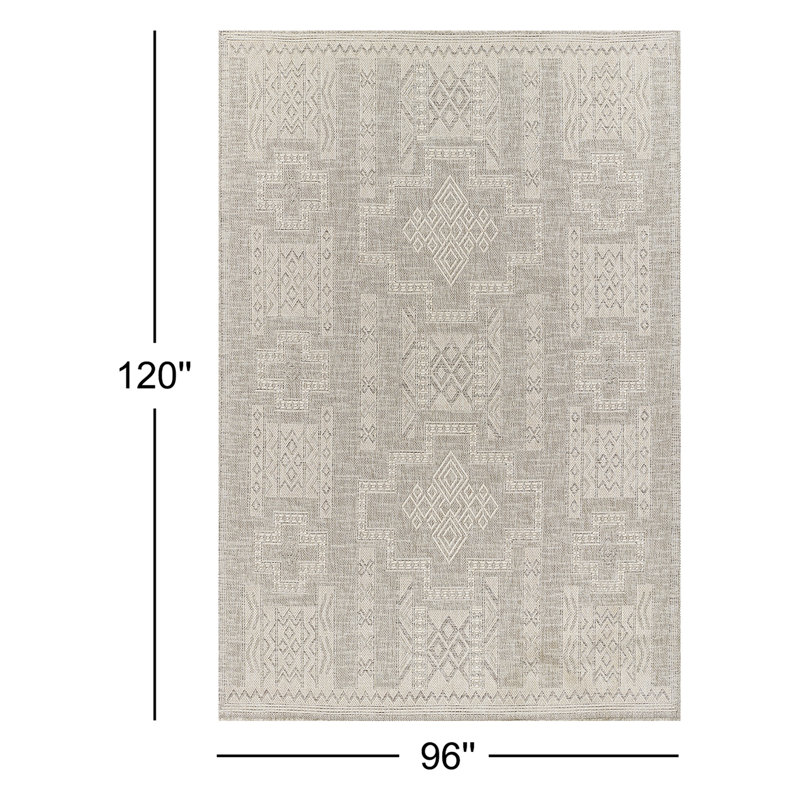 Tapis d'intérieur / extérieur gris Pavia, Rectangle 8 pi x 10 pi