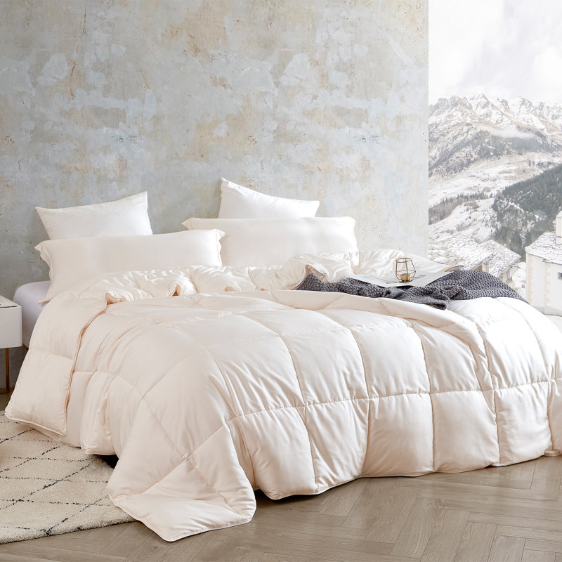 Snorze Cloud Coma Inducer Silky Bamboo Oversized Comforter Set, Ivory, Twin Extra Long Comforter + 1 Standard Sham