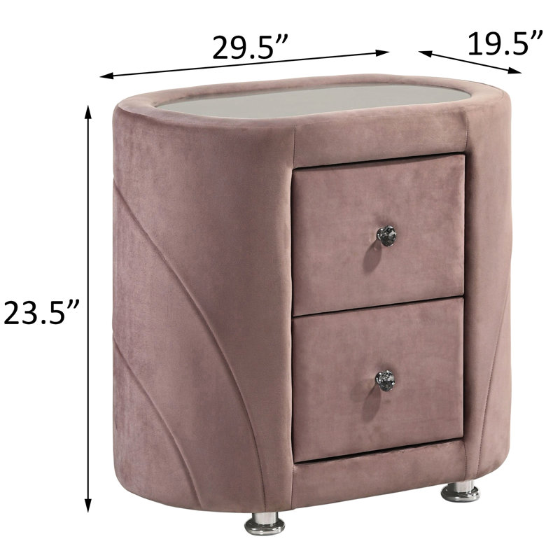 Table de chevet pour chambre à coucher de couleur rose avec un design sophistiqué et une fonction de rangement
