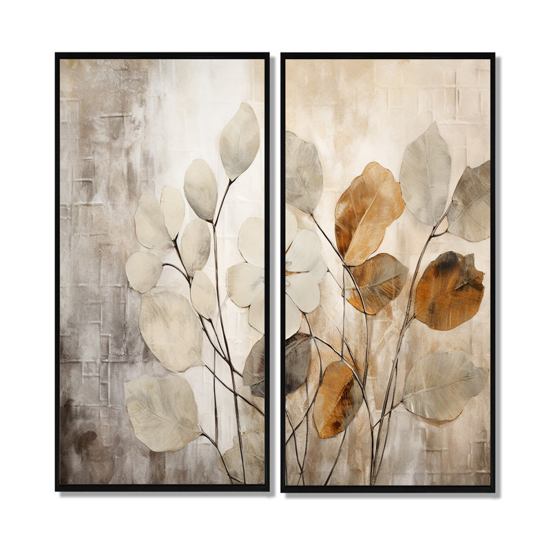 Baillons - 2 reproductions d'art moderne sur toile, H 40 po x l 40 po, Noir, Impression encadrée flottante