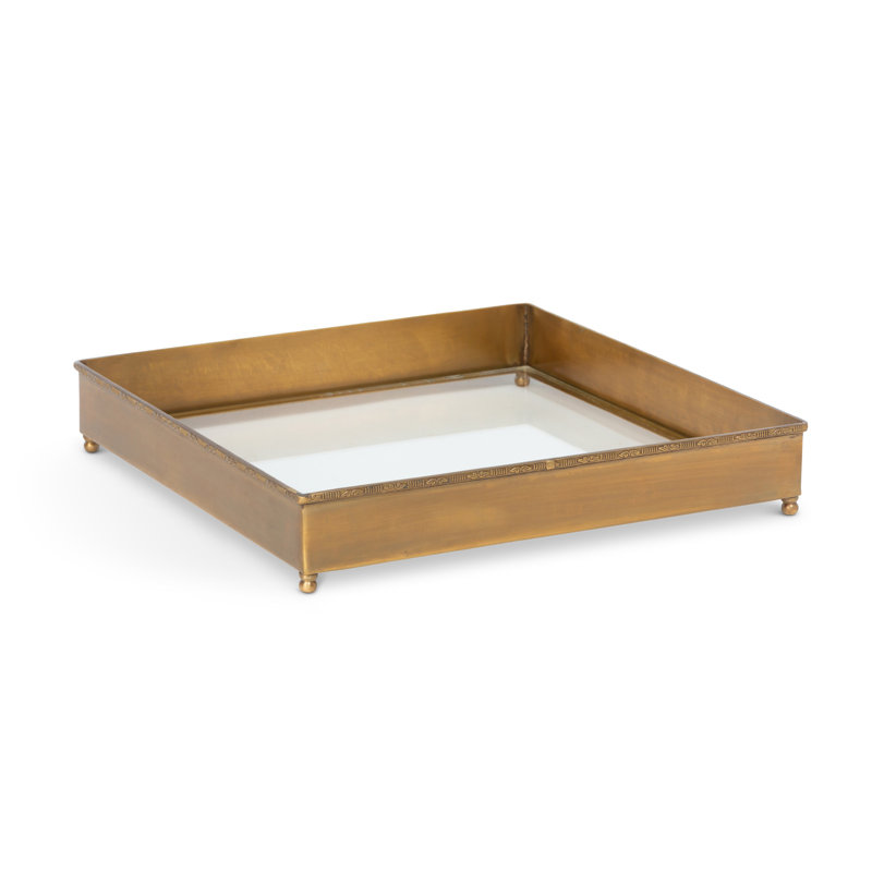 Brass and Glass Escritoire Square Tray