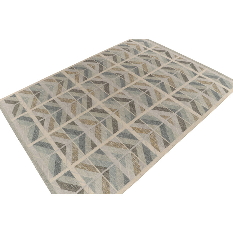 Scandinavian Wool Geometric Area Rug, Rectangle 13' x 19'