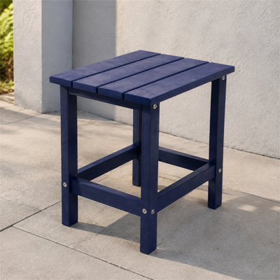 Table d'appoint de patio, table carrée Adirondack, matériau en PEHD résistant aux intempéries, style minimaliste moderne, petite table adaptée aux environnements extérieurs tels que les cours et les piscines, bleu marine