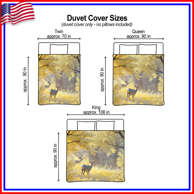 Housses de couette Yellow Forest Deer, Grand lit