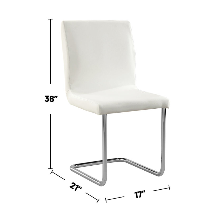 Padded Leatherette Side Chairs with L-Shape Leg, White