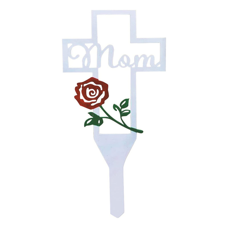 1 grand piquet de jardin en métal pour papa maman, White Mom