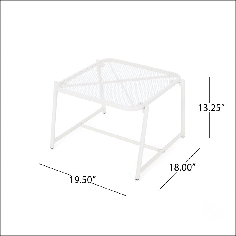 Modern Mesh Top Side Table With Sled Base, Perfect For Enhancing Outdoor Spaces And Adding A Touch Of Style., Matte White