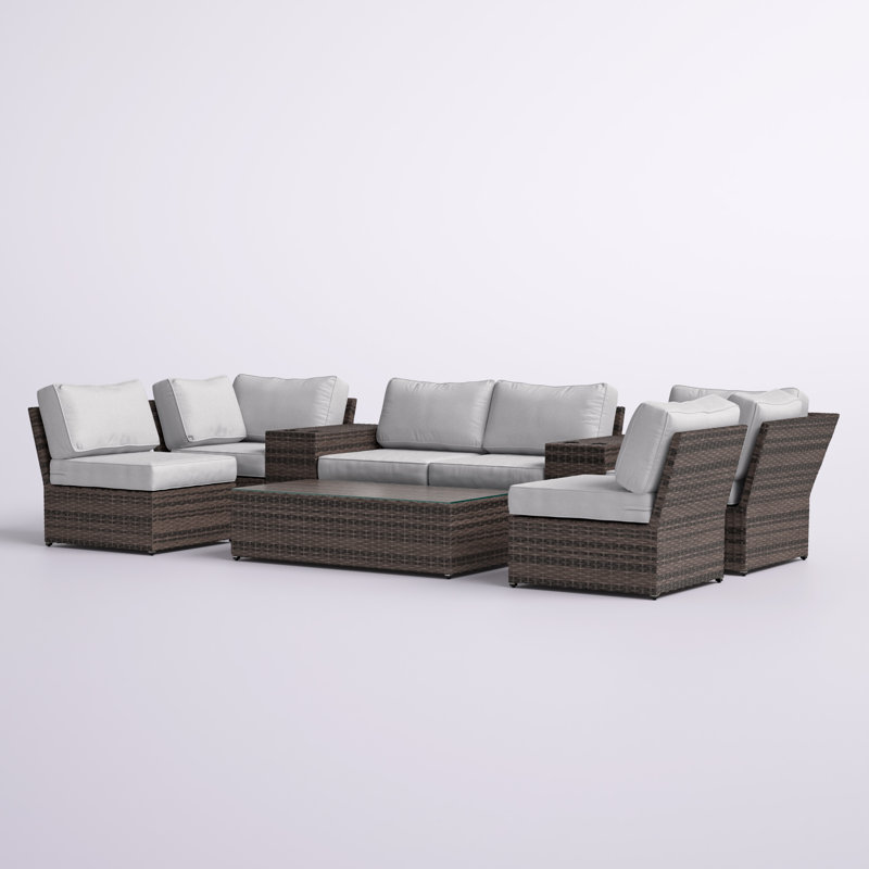 Elodie Wicker Fully Assembled 6 - Person Seating Group with Cushions