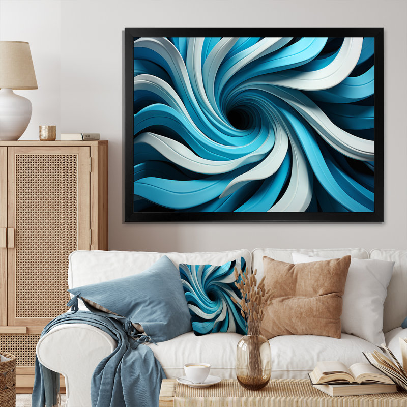 Op Blue Focus VII sur toile, H 16 po x l 32 po x P 1 po, Cadre photo noir