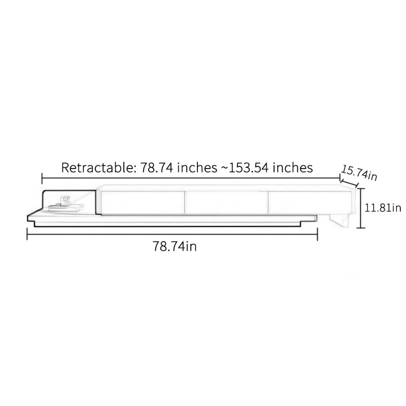 Meuble télé minimaliste en bois massif rétractable