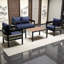 Multi-Person Iron Sofa Set with Rattan Accents — Waterproof, Rust-Proof & Flexible for Your Garden Retreat-2011064405
