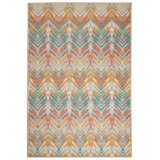 Seneca Machine Printed Polyester Chevron Area Rug in Brown/Red/Green