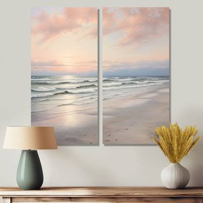 Beach Serenity Gentle Pink Pastel Sunrise - Coastal Canvas Prints