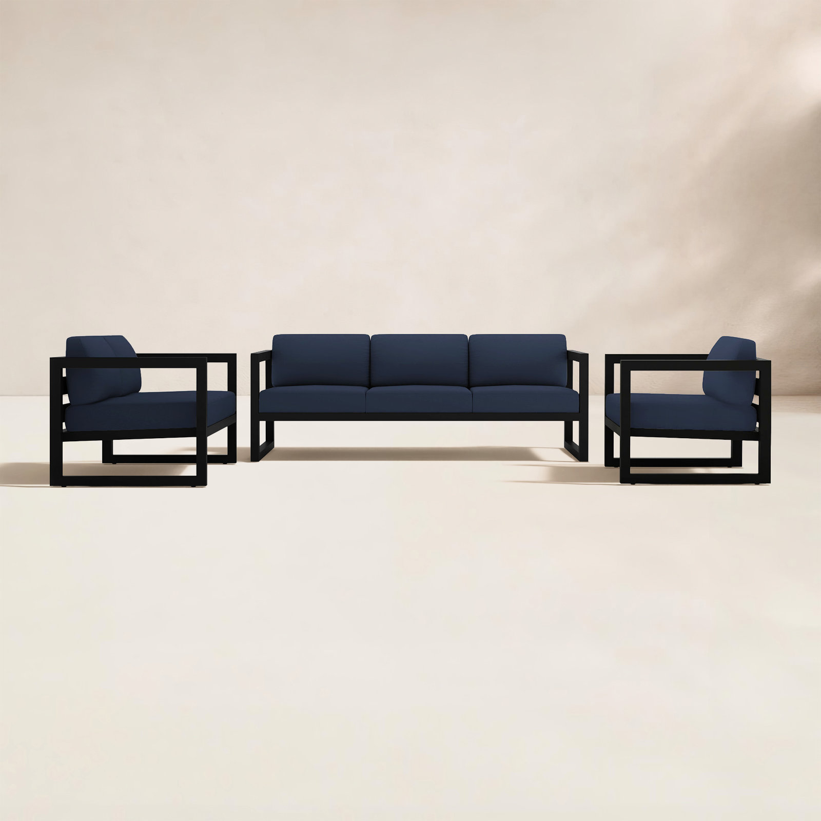 Smith 84" Sunbrella® Patio Sectional Set, Spectrum Indigo, Black