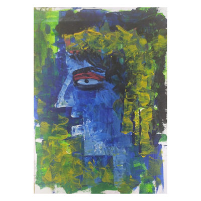 Portrait de Krishna - Abstrait | Acrylique sur papier | Par Arghyapratim Roy