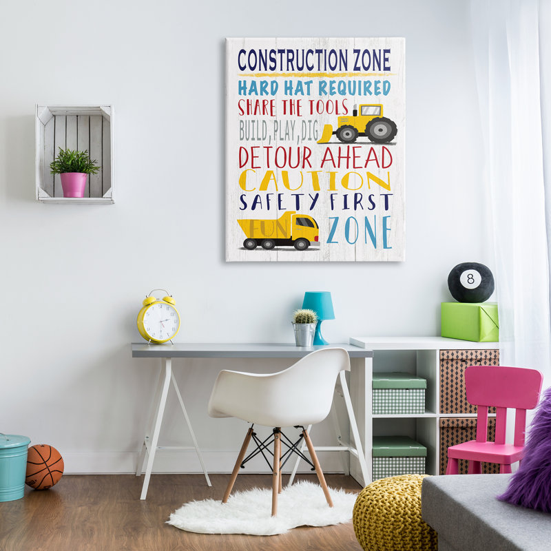 Kid's Construction Zone - Art textuel, Toile tendue, H 48 po x l 36 po x P 1,5 po