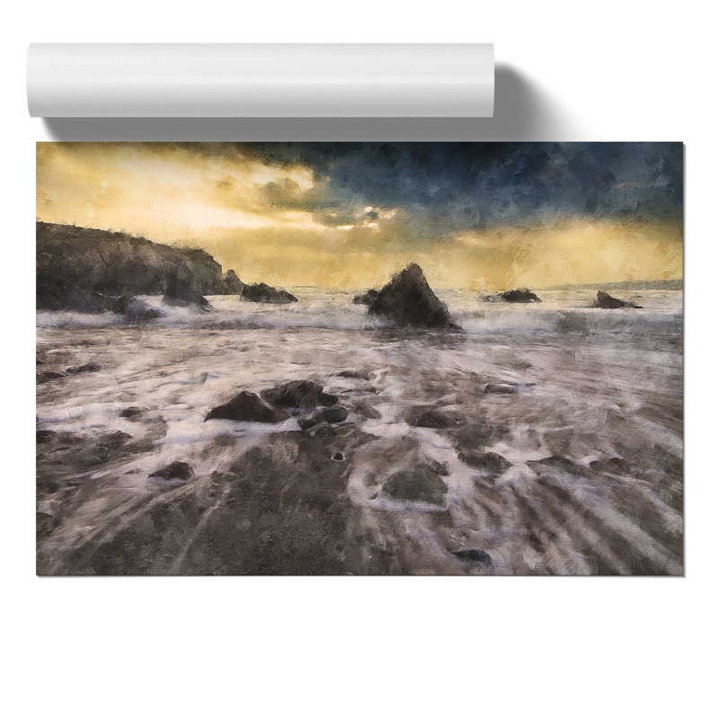 Beach View Painting - Frameless Print, 42cm H x 59cm W x 0.1cm D