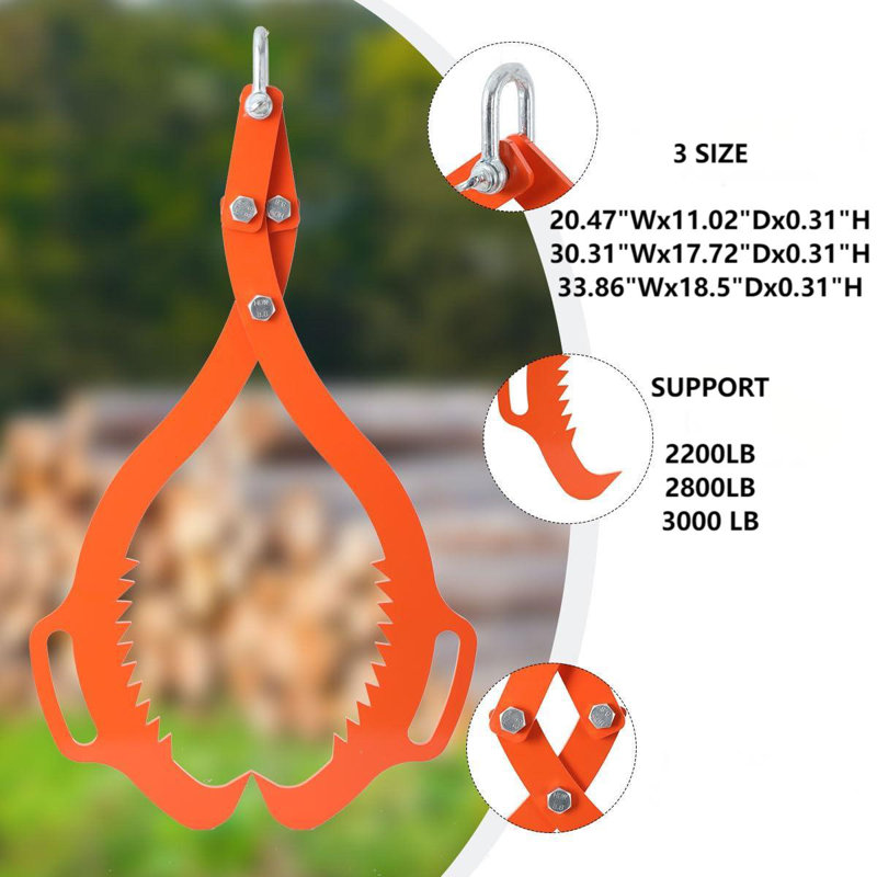 2 pinces à griffes lourdes, H 0,31 po x L 33,86 po x P 18,5 po