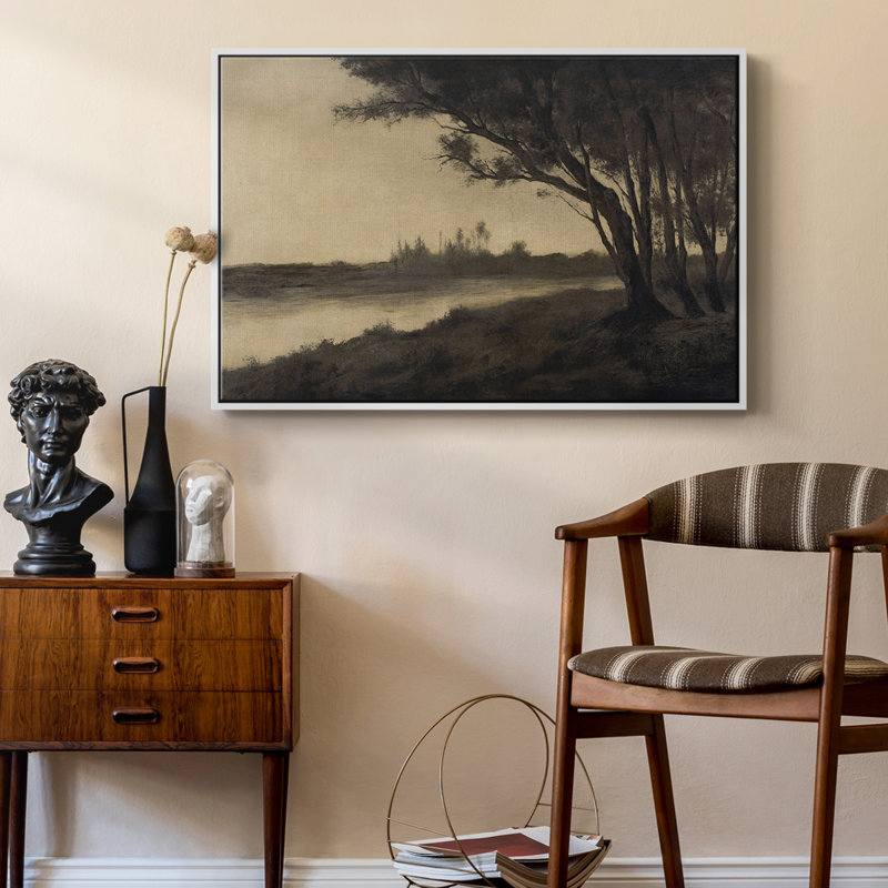Paysage rétro - DCLxx III, Toile encadrée flottée blanche, H 27 po x l 41 po x P 1,5 po