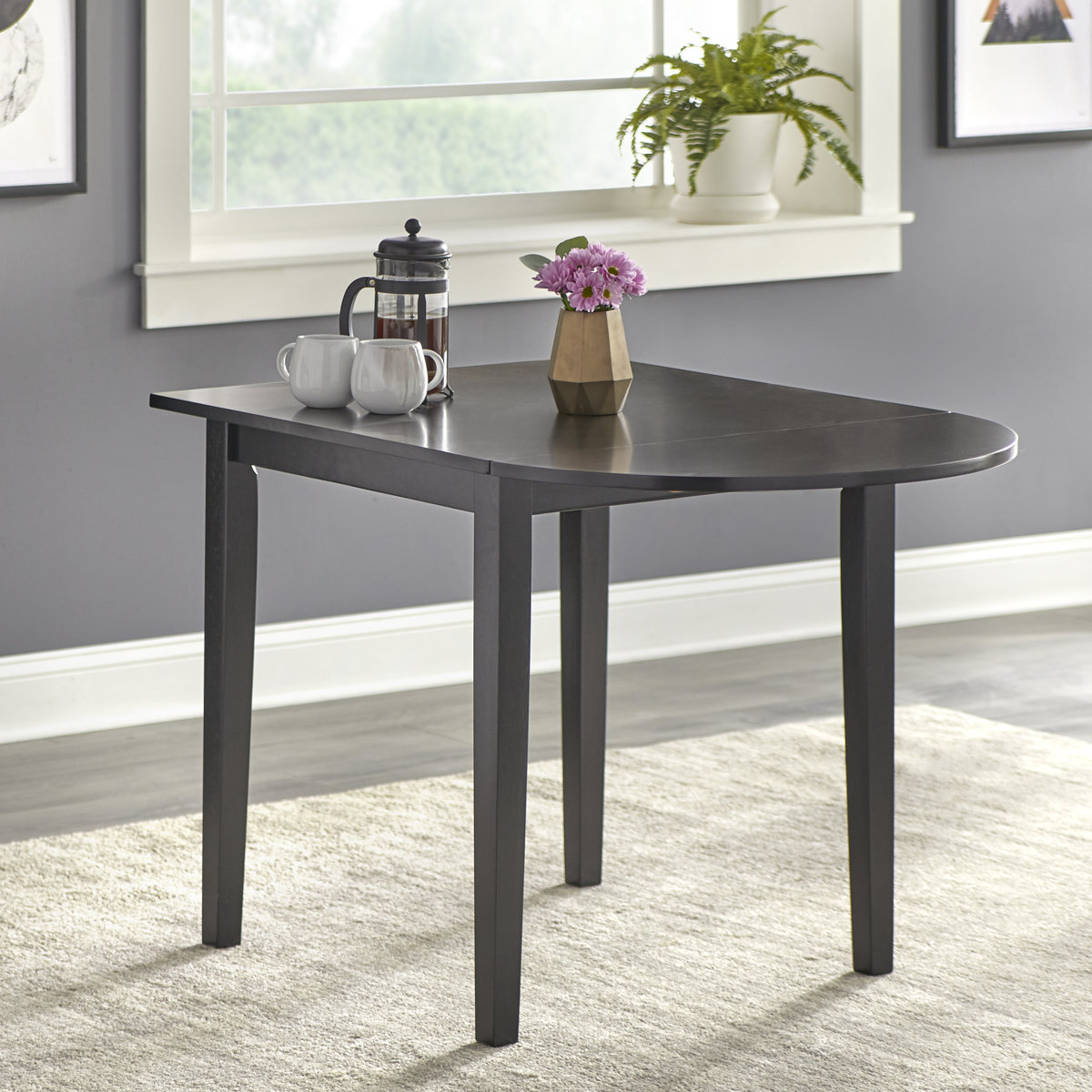 Castellon Drop Leaf Rubber Solid Wood Dining Table