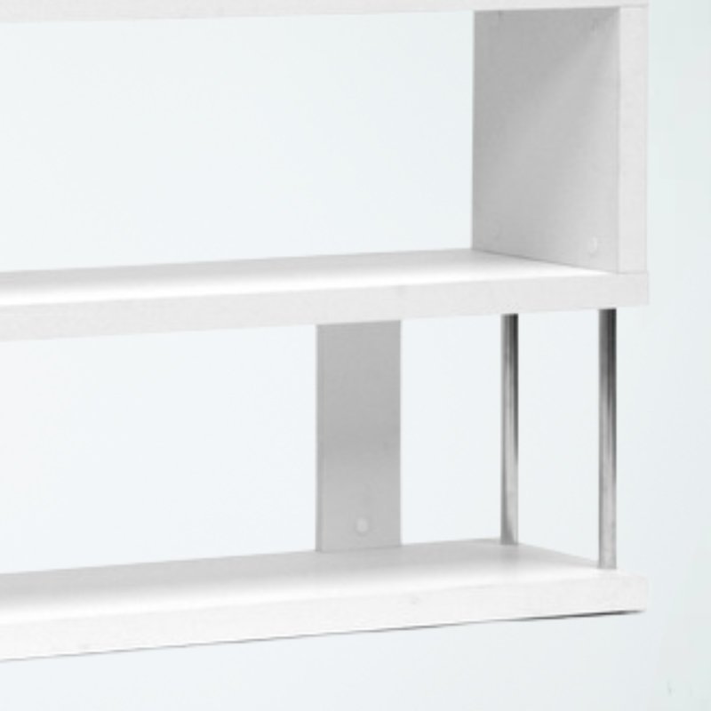 Bahtie Geometric Bookcase with 3 Tier Shelves in White Finish, 37.90'' H X 42.85'' W X 11.20'' D, White