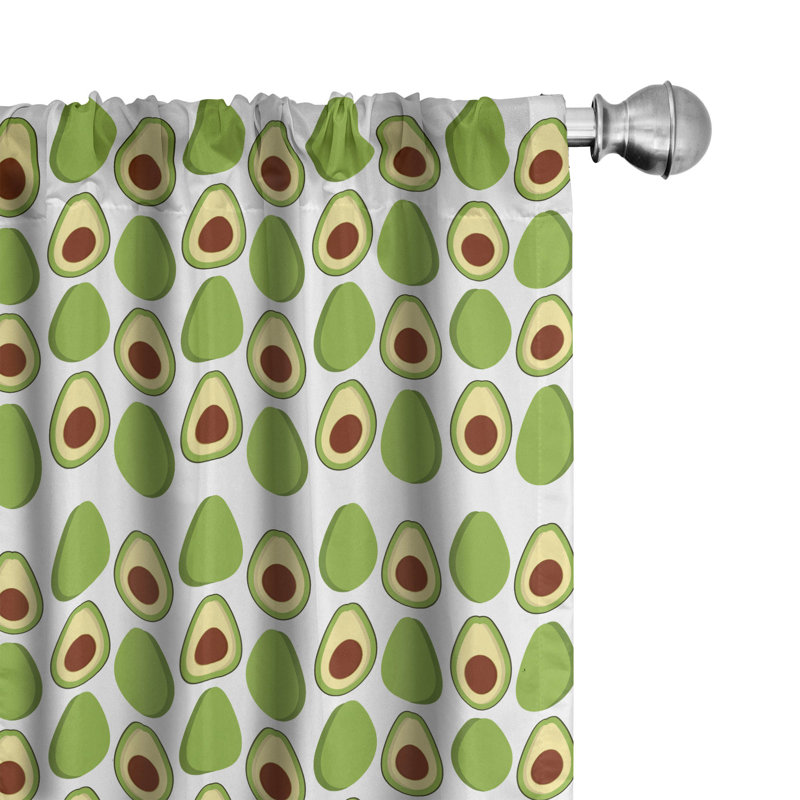 Avocado Semi-Sheer Rod Pocket Curtain Panels, 28" x 95"