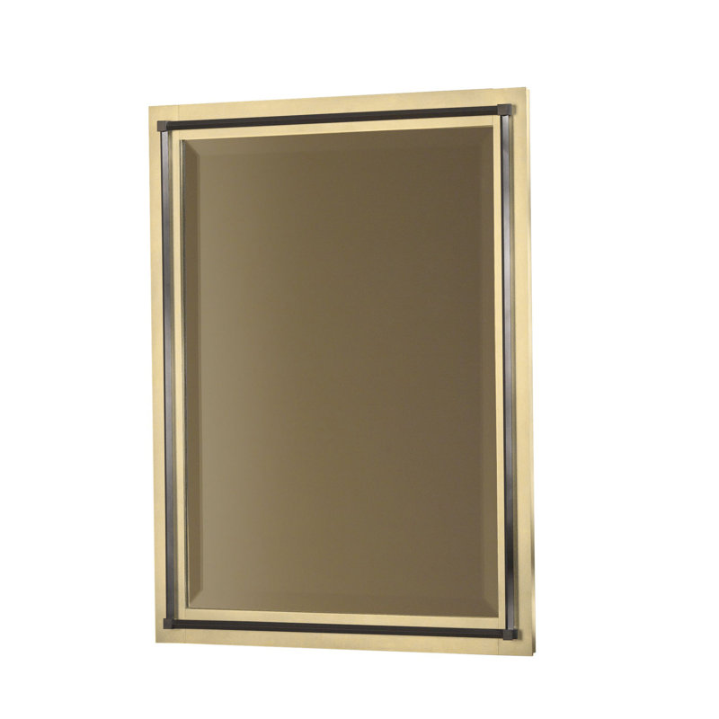 Rook Industrial Beveled Accent Mirror, Modern Brass