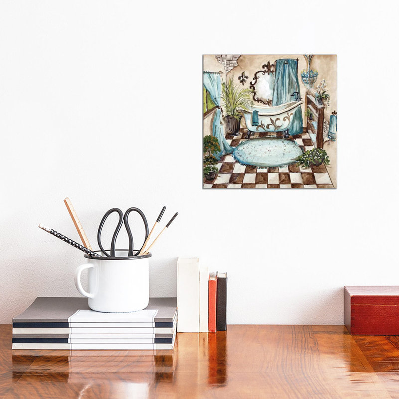 Le Bain Azul I (Tub) by Tre Sorelle Studios - Wrapped Canvas Painting, 30.48 cm H x 30.48 cm W
