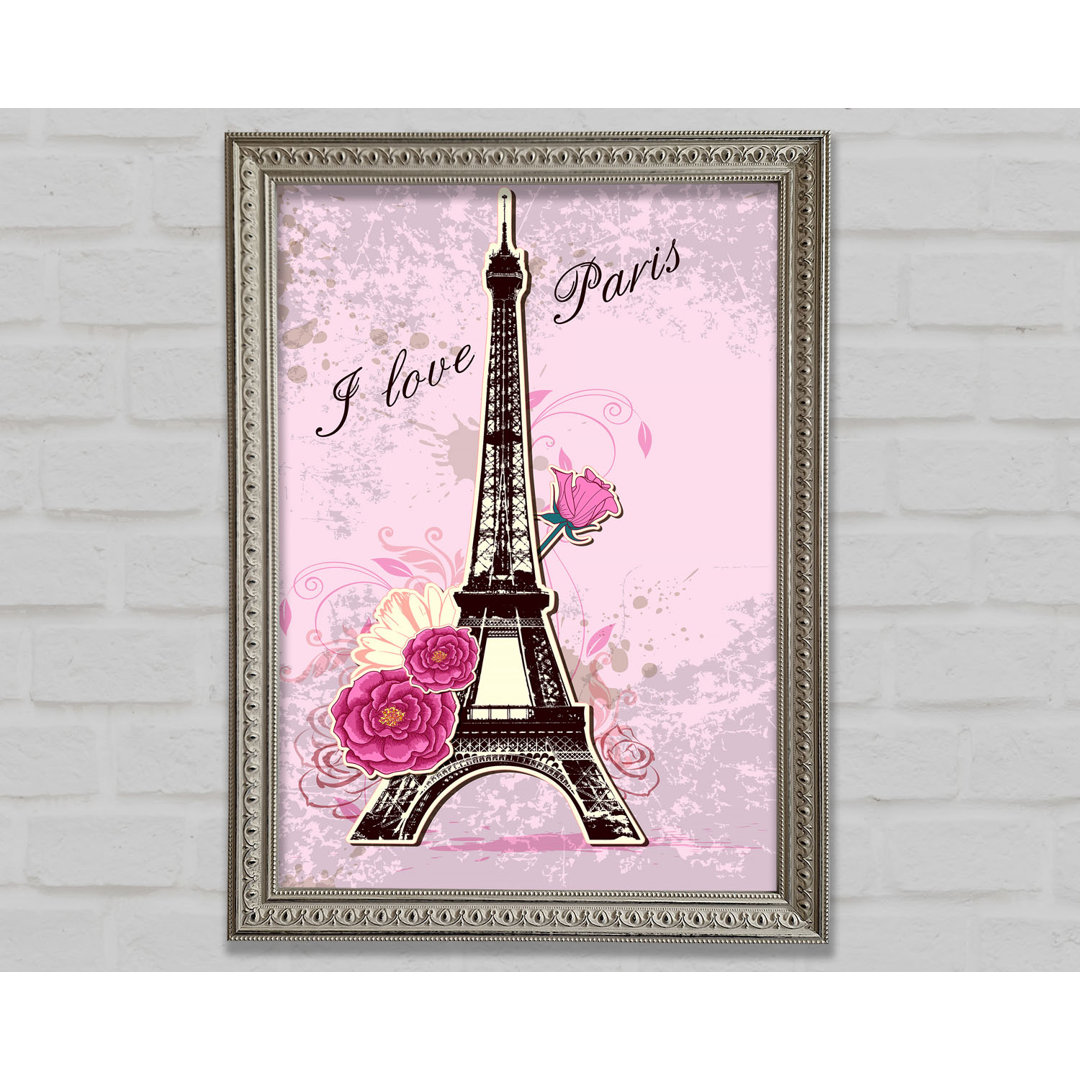 Gerahmtes Leinwandbild Eiffel Tower Love 1