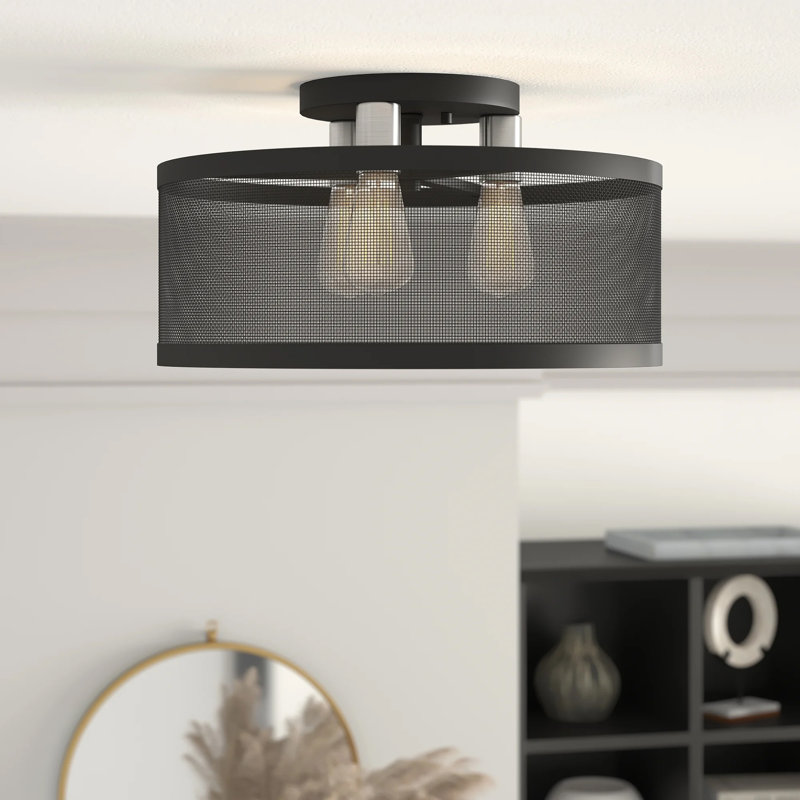 Emilia Flush Mount, Black, 10.25"H x 18"W x 18"D