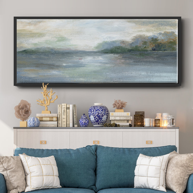 Blue Ethereal- Framed Canvas, 12" H x 30" W