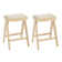 26.8"H Solid Wood Backless Counter Stool With Linen Upholstered Seat