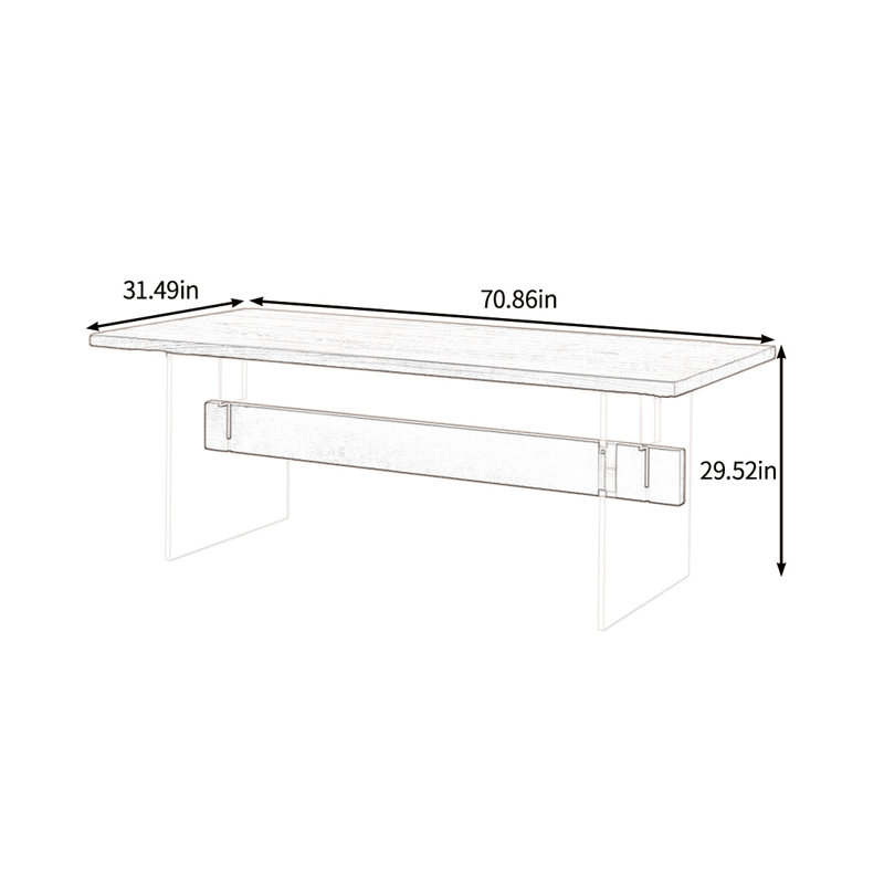 Table de salle à manger en acrylique, H 29,52 po x L 70,86 po x l 31,49 po