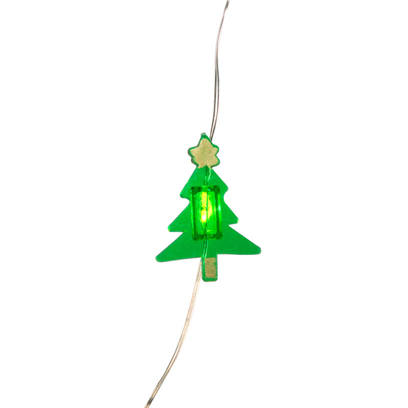 Arbre de Noël à 20 lumières DEL blanc chaud - fil de cuivre argenté 6 pi