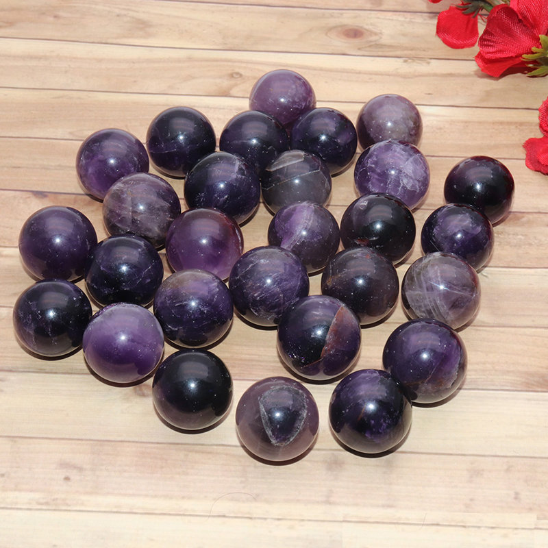 Natural Polished Gemstone Sphere, Decorative Accent, Smooth Ball Home Decor, 23mm, Amethyst