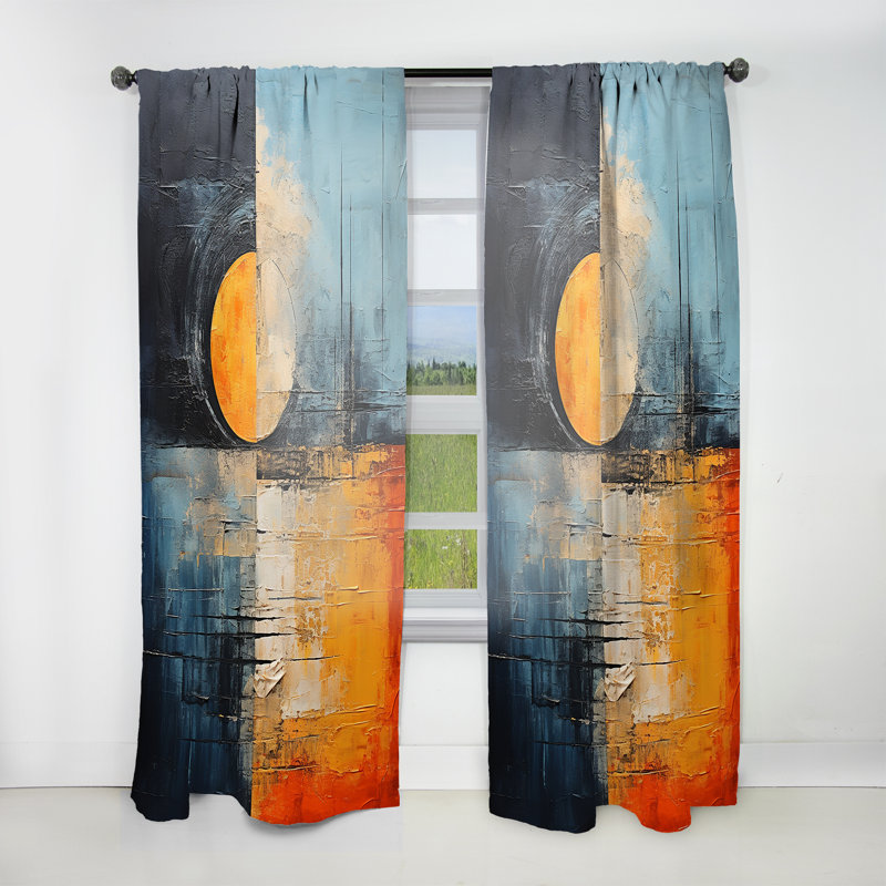Botkin - Shapes Curtain - Room Darkening Abstract Curtain - 1 Panels, 52" W x 95" L