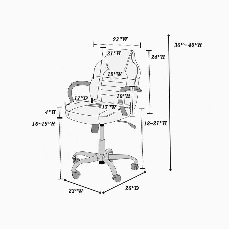 Chaise de bureau avec structure en métal, similicuir, pivotant, soutien lombaire, hauteur réglable, roulettes